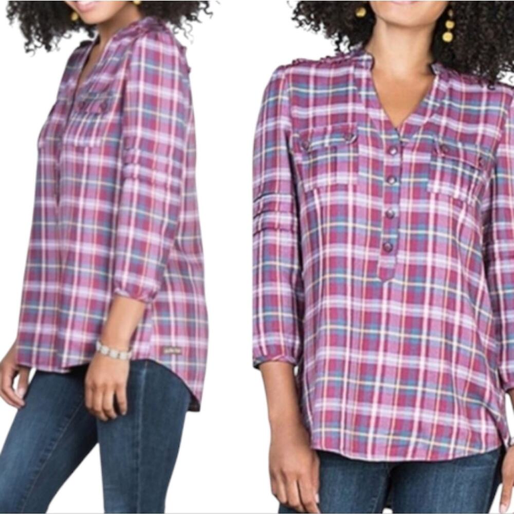 Matilda Jane Plaid all day millie Top Size Large Purple Women Make Believe L